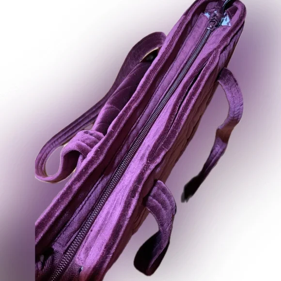 Vera Bradley Quilted Velour Tote Shoulder Handbag Burgundy EUC - Picture 7 of 13